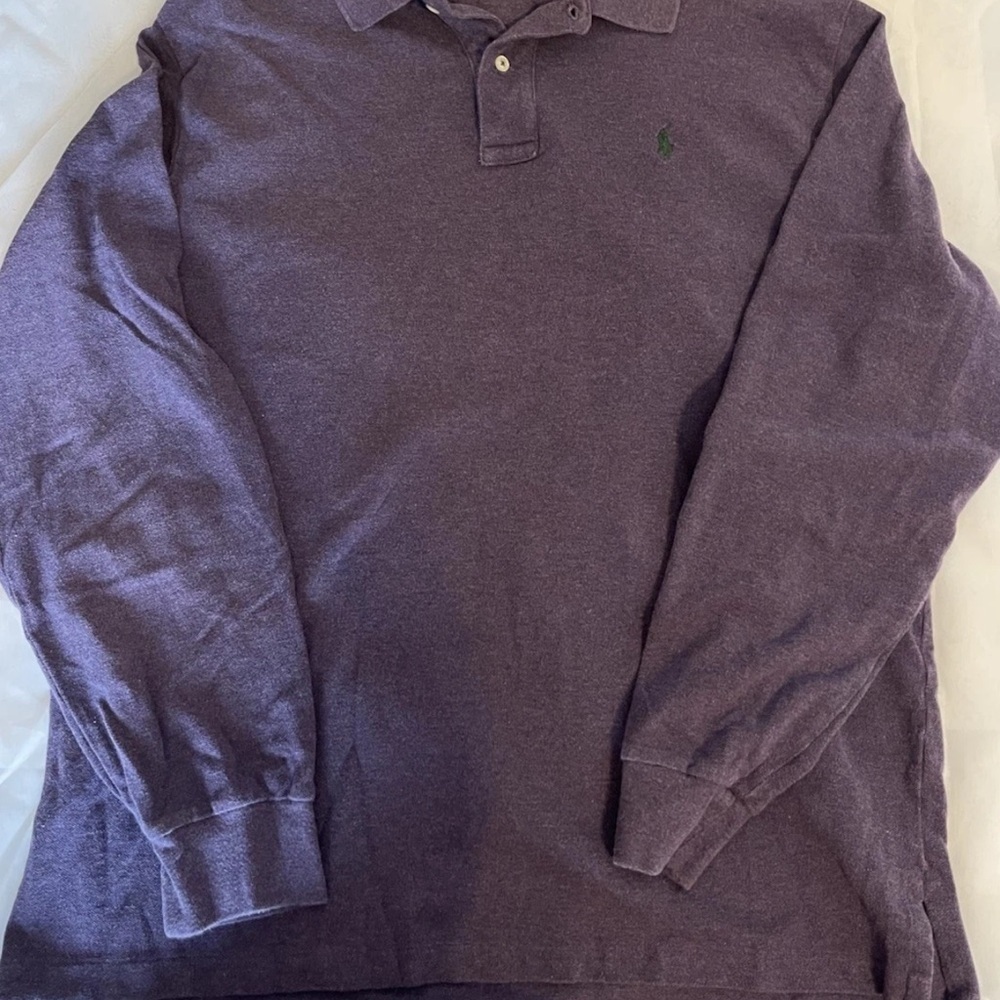 Polo Ralph Lauren Polo Shirt Mens XL Purple Long Sleeve Rugby